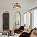 Minimalist Green Glass Semi-Flush Ceiling Light