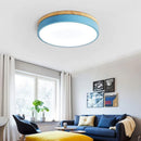 Wooden Round Shape Flush Ceiling Lights For Living Room