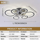 Modern Dimmable DC Motor LED Ceiling Fan with Light for Living Room Bedroom