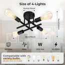 Sputnik Black Semi Flush Mount Ceiling Light for Farmhouse Kitchen Dining Room Hallway