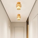 Modern Gold Glass Semi-Flush Hallway Light Fixture