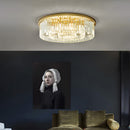 Modern Round Crystal Flush Mount Ceiling Light for Bedroom