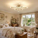 Semi-flush Crystal Flower and Leaves Ceiling lights for Living Room Bedroom