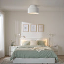 1-Light Cream Style Vintage Drum Semi Flush Mount Ceiling Lamp