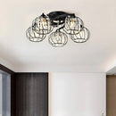 Crystal Black Semi Flush Ceiling Lights For Living Room