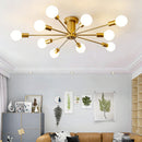 Simple Gold Iron Semi Flush Chandelier For Bedroom
