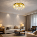 Crystal Modern Ceiling Light with Cylinder Crystal Shade for Living Room