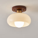 Vintage French Cream Hallway Glass Ceiling Light
