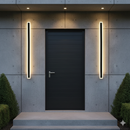 Set of 2 Modern IP65 Slim Black LED Outdoor Strip Wall Light