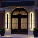 Set of 2 Modern IP65 Slim Black LED Outdoor Strip Wall Light