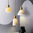 Retro Pleated Ceramic Brass Cocoon Pendant Lamp
