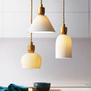 Retro Pleated Ceramic Brass Cocoon Pendant Lamp