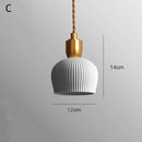 Retro Pleated Ceramic Brass Cocoon Pendant Lamp