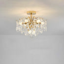 Semi-flush Iron Crystal Elegant Ceiling Lights for Living Room Bedroom