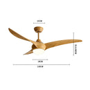 Wood Simple Flush Ceiling Fan With LED Light And Remote