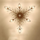 Semi-flush Crystal Flower and Leaves Ceiling lights for Living Room Bedroom
