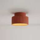 1-Light Cream Style Vintage Drum Semi Flush Mount Ceiling Lamp
