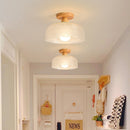 Modern Solid Wood Glass Ceiling Lamp