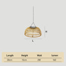 Outdoor Solar Dome Rattan Pendent Lights for Patio Garden Porch