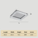 Square Crystal Ceiling Light - Chrome LED Flush Ceiling Lamp for Living Room, Bedroom