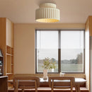 1-Light Cream Style Vintage Drum Semi Flush Mount Ceiling Lamp