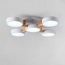Modern Iron Wood LED Bedroom Ceiling Light