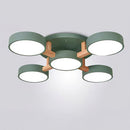 Modern Iron Wood LED Bedroom Ceiling Light
