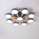 Modern Iron Wood LED Bedroom Ceiling Light