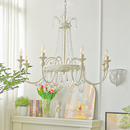 Vintage White Metal & Glass Luxury Chandelier Light