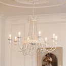 Vintage White Metal & Glass Luxury Chandelier Light