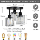 Elegant Crystal Semi Flush Ceiling Light